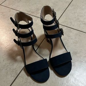 Vice Camuto blue suede block heel sandals 9.5